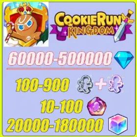 Cookie Run: Kingdom WC0066/Dark Cacao/140K+Crystals/170+ Cookie Cutters/55000+Rainbow Cubes/ 3000K +Gold(Must bring one of the three ancient artifacts)