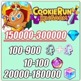 Cookie Run: Kingdom JB1100/Dark Cacao/140K+Crystals/170+ Cookie Cutters/55000+Rainbow Cubes/ 3000K +Gold(Must bring one of the three ancient artifacts)