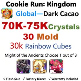 Cookie Run: Kingdom 【Dark Cacao】70K+ Crystals | 30 Mold | 30K Rainbow Cubes