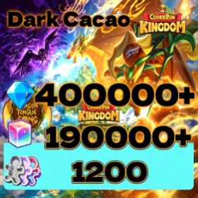 Cookie Run: Kingdom 💜Dark Cacao💜400,000 Crystals 💜 1200 Molds💜190,000 Rainbow Cubes💜