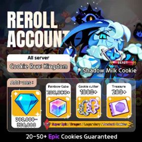 Cookie Run: Kingdom [Dark Cacao] Shadow Milk | 370K+ Crystals | 1200+ Cookie Cutters