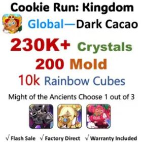 Cookie Run: Kingdom 【Dark Cacao】230K+ Crystals | 200 Mold | 10K Rainbow Cubes