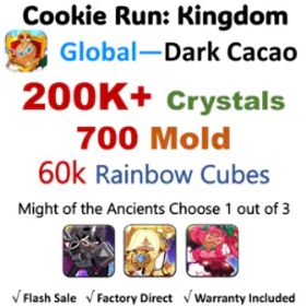 Cookie Run: Kingdom 【Dark Cacao】200K+ Crystals | 700 Mold | 60K Rainbow Cubes