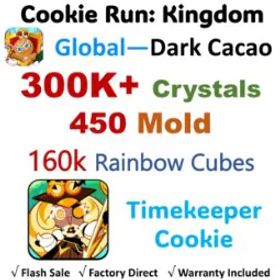 Cookie Run: Kingdom 【Dark Cacao】Timekeeper Cookie | 300K-350K+ Crystals | 450-800 Cookie Molds | 160K-180K Rainbow Cubes | Android&IOS universal