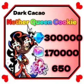Cookie Run: Kingdom 💜Dark Cacao💜Nether Queen Cookie💜300,000 Crystals 💜650 Molds💜170,000 Rainbow Cubes💜