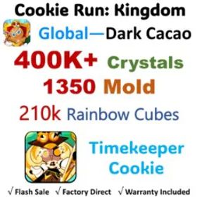 Cookie Run: Kingdom 【Dark Cacao】Timekeeper Cookie | 400K-420K+ Crystals | 1.35K Cookie Molds | 210K Rainbow Cubes | Android&IOS universal