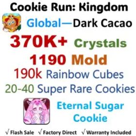 Cookie Run: Kingdom 【Dark Cacao】Eternal Sugar Cookie | 370K+ Crystals | 1.1K Cookie Molds | 190K Rainbow Cubes | 20-40 Super Rare Cookies | Android&IOS universal