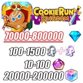 Cookie Run: Kingdom 【Black Cocoa 】220000 Diamonds//200 Cookie Cutters//100,000 Rainbow Cubes//5000k GOLD//1-2 (Ancient/Legendary/Epic