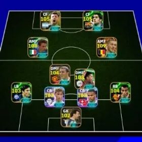 イーフットボール Team strength 3224 + | Big Time Hazard x 108 Baggio x Blitz Curler Aguero | Konami Only Linked ✅