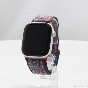 〔中古〕Apple(アップル) Apple Watch Series 10 GPS 42mm シルバーアルミニウムケース ブルー／レッドNikeスポーツループ〔297-ud〕