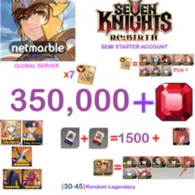 Seven Knights Re:BIRTH [GLOBAL SERVER] 350.000+ Gems Multiple combinations Seven Knights Re:BIRTH Farmed Account
