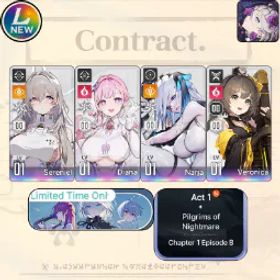Chaos Zero Nightmare [LV10] GLOBAL| Sereniel + Diana + Narja + Veronica | Veronica + Sereniel + Narja + Diana |Selective Rescue Untouch |Starter account
