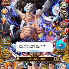 ワンピーストレジャークルーズ OC110 – Endgame Global OPTC Account | 136M Bounty, 212 Sugo Rares, Level 262 Ready to Dominate
