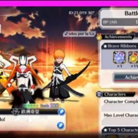 ブリーチブレイブソウル BB2500[GLOBAL SERVER]74000-78000 SPIRIT ORBS| 280-350 OF LV 200 5/6-STAR CHARACTERS