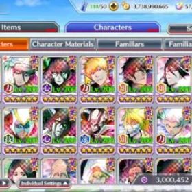 ブリーチブレイブソウル GLOBAL|BP 1,2M+1,1K CC|57K Or|Lv 200(TYBW26 Byakuya,Rukia,11th Ulquiora,Duo New Ichigo,Duo Renewd,Duo Crescnt,etc|KlabID|BBS3010
