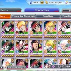 ブリーチブレイブソウル Global|BP 1M+1K CC|56K Orb|11th Aizen,Ulquiora,2 New Ichigo,10th Ichigo,2 Renew,2 Crescen,4Fierce,Etc|9,9K AccTic|KlabID|BBS3033