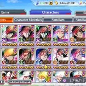 ブリーチブレイブソウル Global|BP 1,3M+1K CC|55K Orb|2 MT|5 TYBW26 Gremy,Aizen,Ichigo,Etc,11th Aizen,Ulquiora,GrimJow,Etc|3 Char 5/5|Klab ID|BBS3053