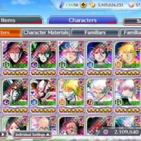 ブリーチブレイブソウル GLOBAL|BP 1,1M + 57k ORB|TYBW26 (Rukia,Grimmjow)|Anniv 11th (Aizen & Ulquiorra) + 10th Rukia, 9th Kenpachi,etc|Klab ID|TA1395