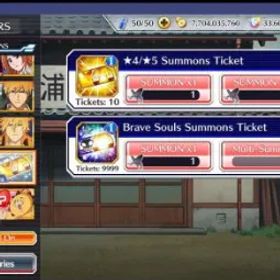 ブリーチブレイブソウル [GLOBAL Server]9900+Colorful ticket/ 35000+SpiritOrb/ 250 of Lv 200 5/6-star random character