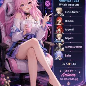 崩壊スターレイル TL62 | 🐋 Whale | ✨ E6S1 Archer ✨ | Himeko, Argenti, Gepard, Permansor Terrae, Bailu | ⚔️ 3x 5★ LCs