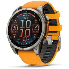 GARMIN｜ガーミン fenix 8（フェニックス 8）Sapphire AMOLED 47mm GPSスマートウォッチ Ti / Orange 010-02904-17【Suica対応】