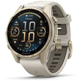 GARMIN｜ガーミン fenix 8（フェニックス 8）Sapphire AMOLED 43mm GPSスマートウォッチ Soft Gold / Fog Gray 010-02903-16【Suica対応】
