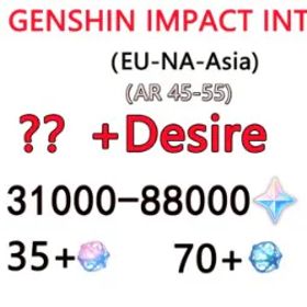 原神 Asia/AR50+[59500+ Primogems |64+Intertwined Fate 130+Acquaint Fate Genshin Impact Accounts