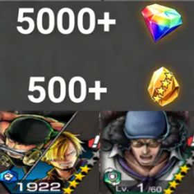 ワンピースバウンティラッシュ Zoro&Sanji+Kuzan💎5000+✨500+