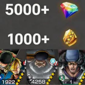 ワンピースバウンティラッシュ Zoro&Sanji+Saturn+Kuzan💎5000+✨1000+