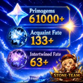 原神 👑Top Gems🌍EU💎61K Primogems🎁190 Wish Reroll