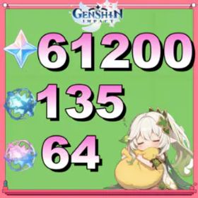原神 💞【NA】61200-62500 Primogems💎135+Acquaint Fate💎64+Intertwined Fate🎁 Starter Wish Reroll 🎁AUTO 24/7 Instant Delivery