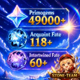 原神 🔥【EU】👑High Gems💎49K+Primogems💥118+Acquaint Fate💥60+Intertwined Fate🎁Wish Reroll