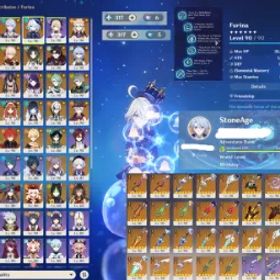 原神 👑Rare💎58 Legend🔥Furina C6+1🔥Ayato C3🔥Arlecchino🔥Raiden🔥Yelan🔥Kazuha🔥Hutao🔥Wriothesley🔥Baishu✨91 Gold Star⚜️AR60💎310+ Primogems✴️11 Wish Reroll