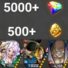 ワンピースバウンティラッシュ Bonney+Zoro&Sanji+Nusjuro💎5000+✨500+