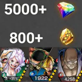 ワンピースバウンティラッシュ Bonney+Zoro&Sanji+Nusjuro💎5000+✨800+