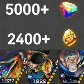 ワンピースバウンティラッシュ MarcusMars+Zoro&Sanji+Garp💎5000+✨2400+
