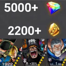 ワンピースバウンティラッシュ Zoro&Sanji+Teach+Garp+💎5000+✨2200+