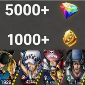 ワンピースバウンティラッシュ Zoro&Sanji+Law+RogerDark+Kuzan💎5000+✨1000+