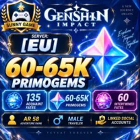 原神 EU💎60-65K Primogems