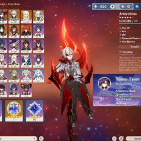 原神 🔥【EU】AR49💎9 Legend🔥Arlecchino🔥Xianyun✨13 Gold Star💎426 Primogems✴️0 Wish Reroll