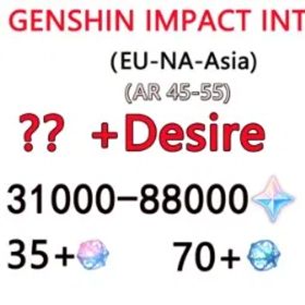 原神 EU/AR50+[61000+ Primogems |64+Intertwined Fate 130+Acquaint Fate Genshin Impact Accounts