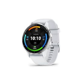 Garmin Venu 3 Silver Stainless Steel Bezel 1.4-Inch AMOLED Touchscreen Display Smart Watch with 45mm Whitestone Case and Silicone Band