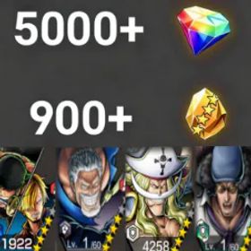 ワンピースバウンティラッシュ Zoro&Sanji+Garp+Newgate+Kuzan💎5000+✨900+