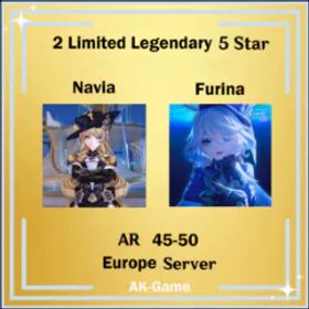 原神 🌍EU🔹AR45-50🔸Furina🔸Navia C0+1🔸Qiqi C1🔹5-Star Weapon 5🕹️IOS/Android/PC/Xobox/PS