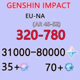 原神 EU/AR50+[60000-62000 Primogems |64+Intertwined Fate 130+Acquaint Fate Genshin Impact Accounts