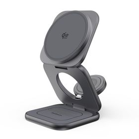 Redbean 3in1 ワイヤレス充電器 Qi2対応 折りたたみ式 急速充電スタンド スペースグレイ 最大25W (15W/20W/25W) Galaxy S26 S25 S24 Ultr