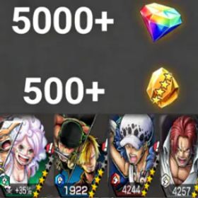 ワンピースバウンティラッシュ Bonney+Zoro&Sanji+Law+Shanks💎5000+✨500+