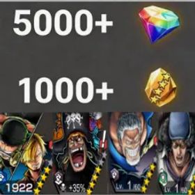 ワンピースバウンティラッシュ Zoro&Sanji +Teach+Garp+Kuzan💎5000+✨1000+