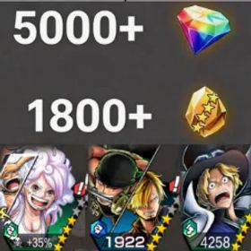 ワンピースバウンティラッシュ Bonney+Zoro&Sanji+Sabo💎5000+✨1800+