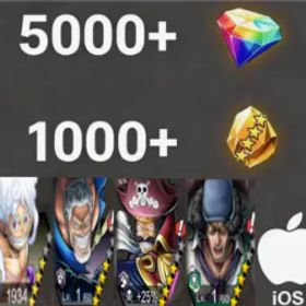 ワンピースバウンティラッシュ Luffy+Garp+RogerDark+Kuzan💎5000+✨1000+